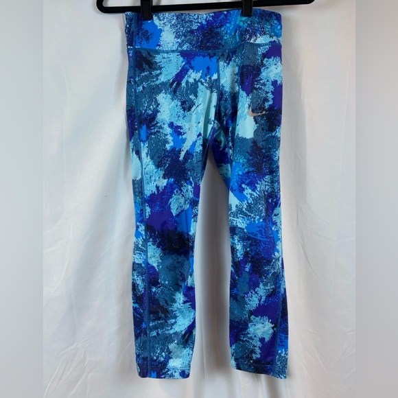 Nike Dri Fit Vibrant Blue Abstract Leggings‎ - Picture 1 of 4